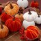 21 PCS Fall Artificial Velvet Pumpkins Set, Fake Fabric Pumpkin Faux Foam Pumpkins, Orange Khaki White Pumpkin Decorations